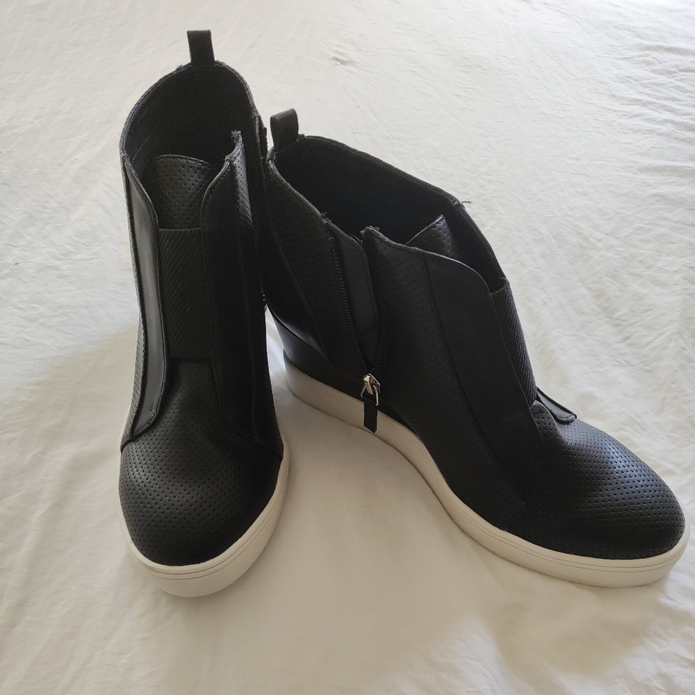 MIA Black Wedge Ankle Boots.  NWOT